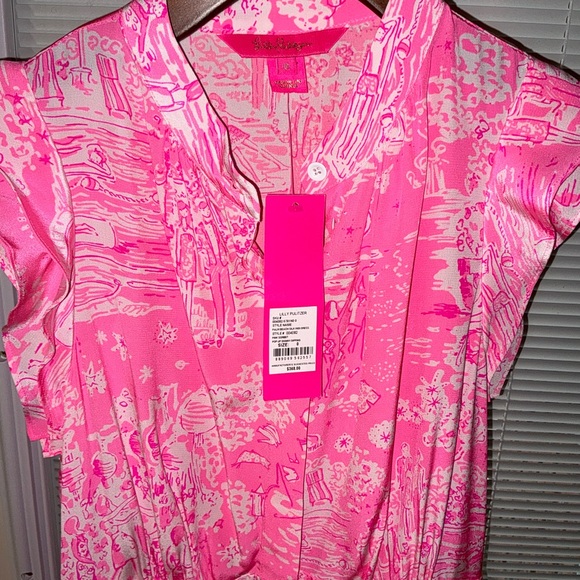 Lilly Pulitzer🦄 NWT Palm Beach Silk Midi Dress Pop Up Skinny Dipping 🦄 - Picture 7 of 12